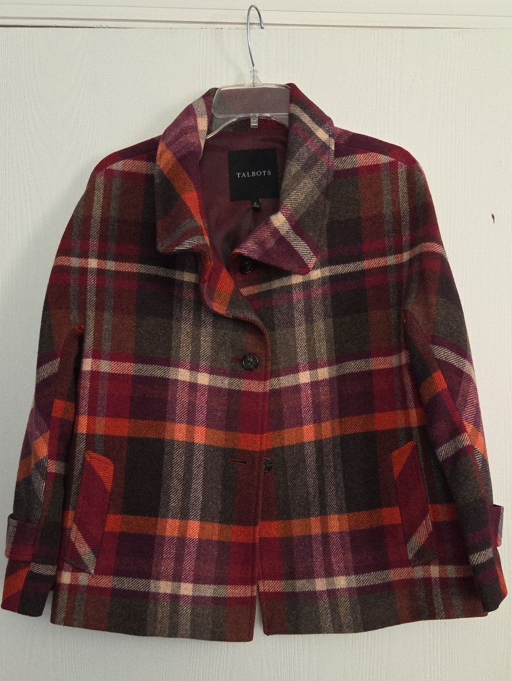 Talbots Burgundy Plaid Wool Blazer